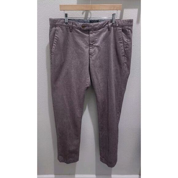 Ted Baker London Pants Mens 38R Flat Front Mid Rise Straight Leg Trousers Cotton - Picture 3 of 11